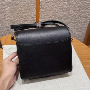 Hermes Roulis Mini 18 Bag Handmade In Evercolor Calfskin Leather Silver Hardware 89 Noir - Image 2
