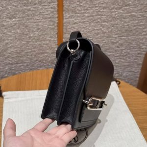 Hermes Roulis Mini 18 Bag Handmade In Evercolor Calfskin Leather Silver Hardware 89 Noir - Image 12
