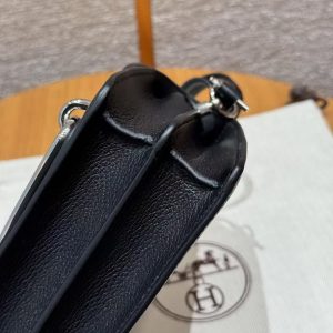 Hermes Roulis Mini 18 Bag Handmade In Evercolor Calfskin Leather Silver Hardware 89 Noir - Image 4