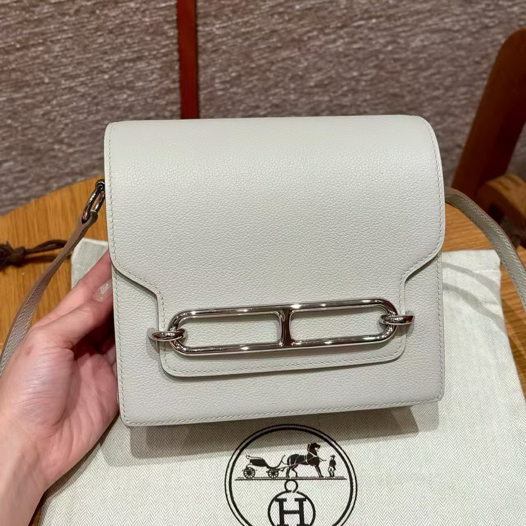 Hermes Roulis Mini 18 Bag Handmade In Evercolor Calfskin Leather Silver Hardware 8L Beton - Image 2