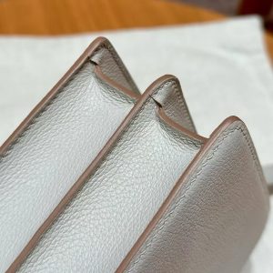 Hermes Roulis Mini 18 Bag Handmade In Evercolor Calfskin Leather Silver Hardware 8L Beton - Image 15