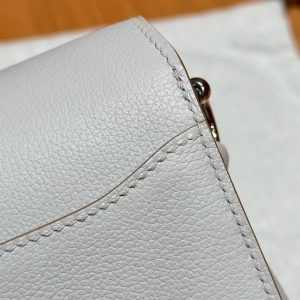 Hermes Roulis Mini 18 Bag Handmade In Evercolor Calfskin Leather Silver Hardware 8L Beton - Image 14