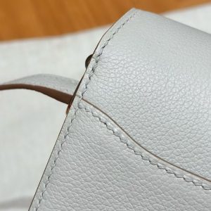 Hermes Roulis Mini 18 Bag Handmade In Evercolor Calfskin Leather Silver Hardware 8L Beton - Image 13
