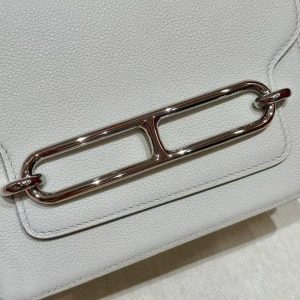 Hermes Roulis Mini 18 Bag Handmade In Evercolor Calfskin Leather Silver Hardware 8L Beton - Image 12