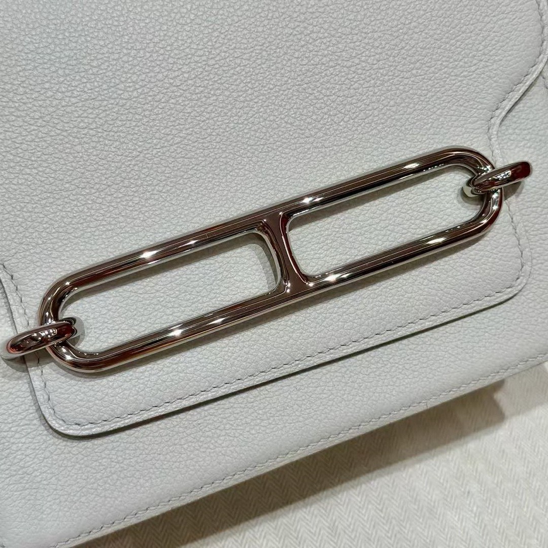 Hermes Roulis Mini 18 Bag Handmade In Evercolor Calfskin Leather Silver Hardware 8L Beton - Image 12
