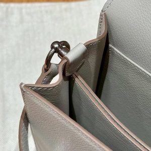 Hermes Roulis Mini 18 Bag Handmade In Evercolor Calfskin Leather Silver Hardware 8L Beton - Image 9