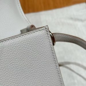 Hermes Roulis Mini 18 Bag Handmade In Evercolor Calfskin Leather Silver Hardware 8L Beton - Image 8