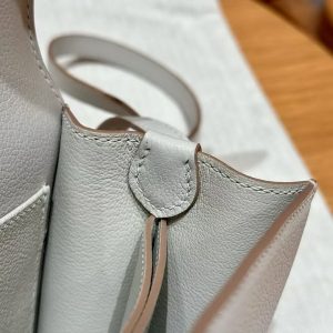 Hermes Roulis Mini 18 Bag Handmade In Evercolor Calfskin Leather Silver Hardware 8L Beton - Image 6