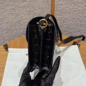 Hermes Roulis Mini 18 Bag Handmade In Porosus Crocodile Leather Gold Hardware 89 Noir - Image 17