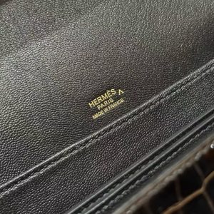 Hermes Roulis Mini 18 Bag Handmade In Porosus Crocodile Leather Gold Hardware 89 Noir - Image 13