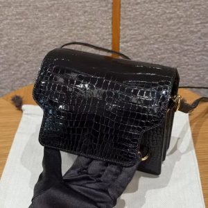 Hermes Roulis Mini 18 Bag Handmade In Porosus Crocodile Leather Gold Hardware 89 Noir - Image 10