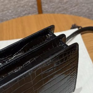 Hermes Roulis Mini 18 Bag Handmade In Porosus Crocodile Leather Gold Hardware 89 Noir - Image 6