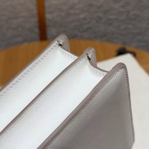 Hermes Roulis Mini 18 Bag Handmade In Swift Calfskin Leather Gold Hardware 0U New White - Image 4