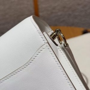 Hermes Roulis Mini 18 Bag Handmade In Swift Calfskin Leather Gold Hardware 0U New White - Image 3