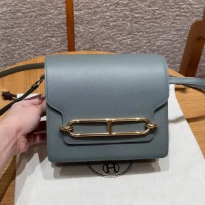 Hermes Roulis Mini 18 Bag Handmade In Swift Calfskin Leather Gold Hardware 63 Vert Amanda