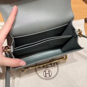 Hermes Roulis Mini 18 Bag Handmade In Swift Calfskin Leather Gold Hardware 63 Vert Amanda - Image 5