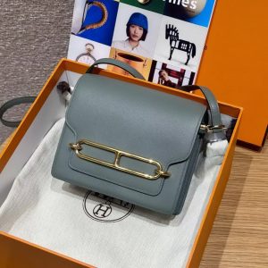 Hermes Roulis Mini 18 Bag Handmade In Swift Calfskin Leather Gold Hardware 63 Vert Amanda - Image 3