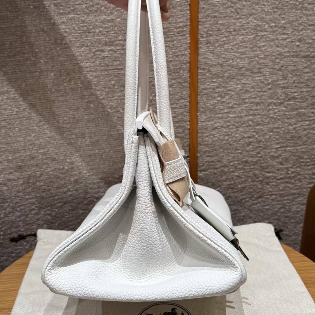 Hermes JPG Shoulder Birkin 42 Bag Sojourn Handmade In Clemence Calfskin Leather Silver Hardware 01 Blanc - Image 14