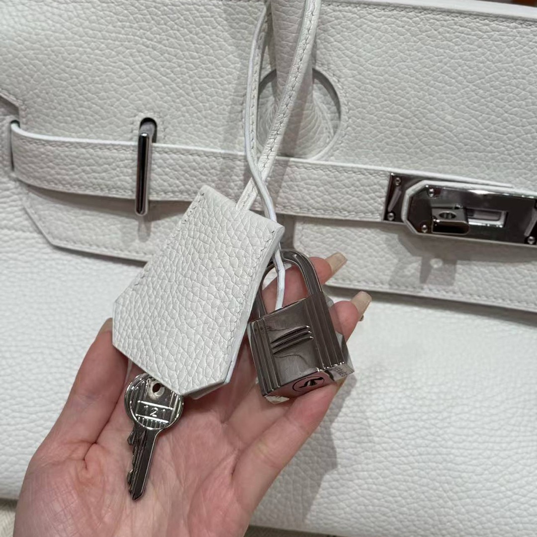 Hermes JPG Shoulder Birkin 42 Bag Sojourn Handmade In Clemence Calfskin Leather Silver Hardware 01 Blanc - Image 11