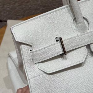Hermes JPG Shoulder Birkin 42 Bag Sojourn Handmade In Clemence Calfskin Leather Silver Hardware 01 Blanc - Image 10