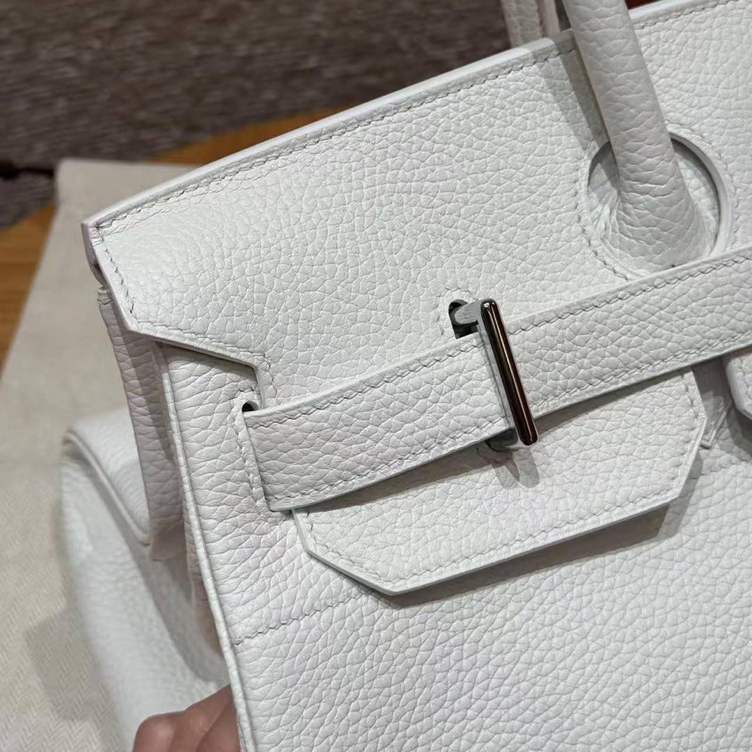 Hermes JPG Shoulder Birkin 42 Bag Sojourn Handmade In Clemence Calfskin Leather Silver Hardware 01 Blanc - Image 10