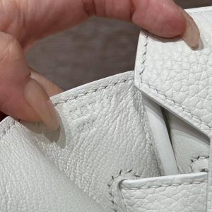 Hermes JPG Shoulder Birkin 42 Bag Sojourn Handmade In Clemence Calfskin Leather Silver Hardware 01 Blanc - Image 7
