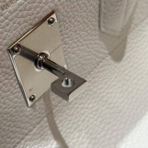 Hermes JPG Shoulder Birkin 42 Bag Sojourn Handmade In Clemence Calfskin Leather Silver Hardware 01 Blanc - Image 6