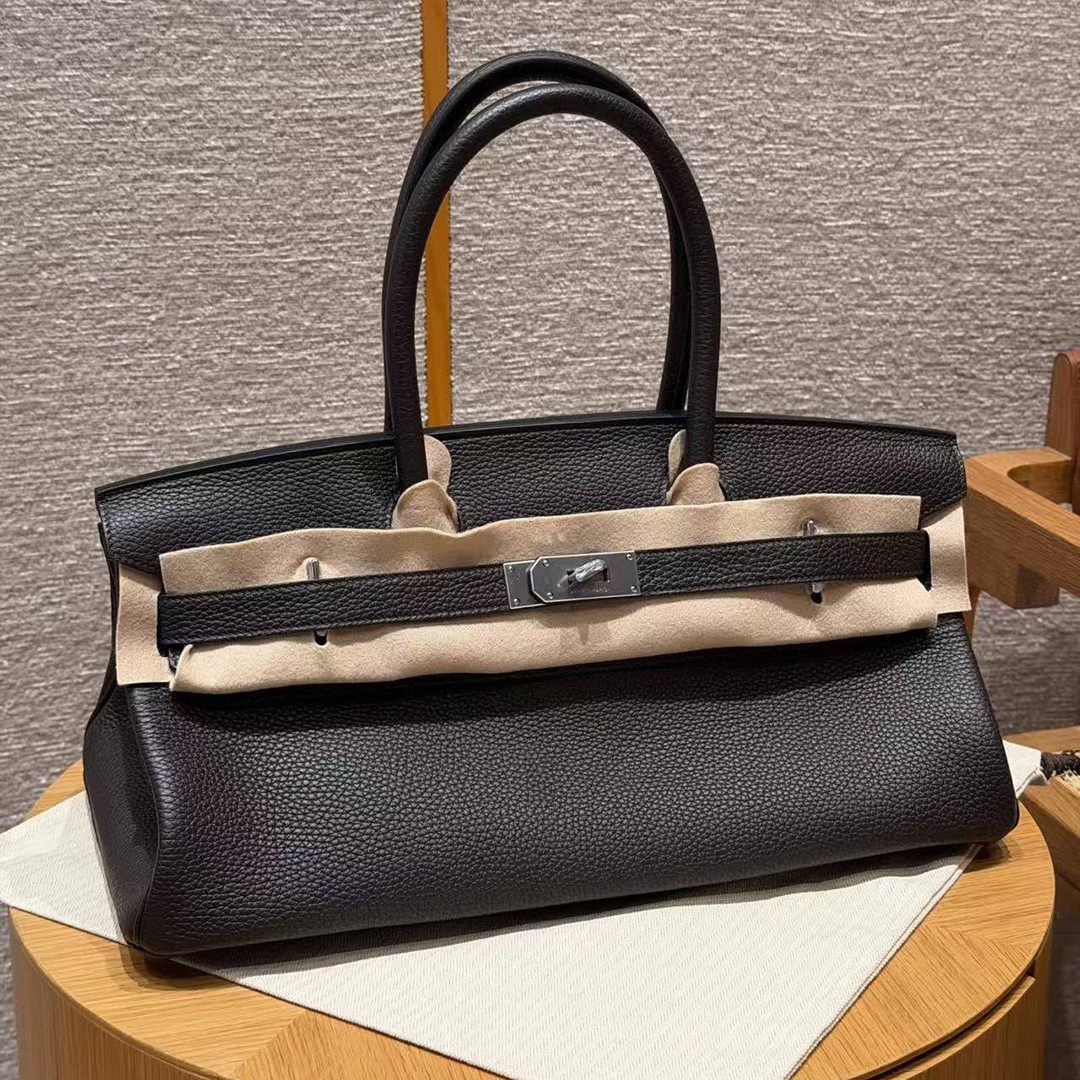 Hermes JPG Shoulder Birkin 42 Bag Handmade In Clemence Calfskin Leather Silver Hardware 46 Ebene - Image 2