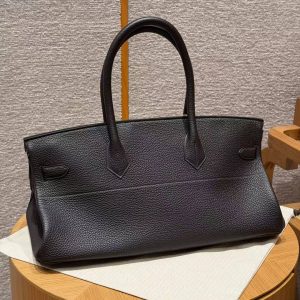 Hermes JPG Shoulder Birkin 42 Bag Handmade In Clemence Calfskin Leather Silver Hardware 46 Ebene - Image 18