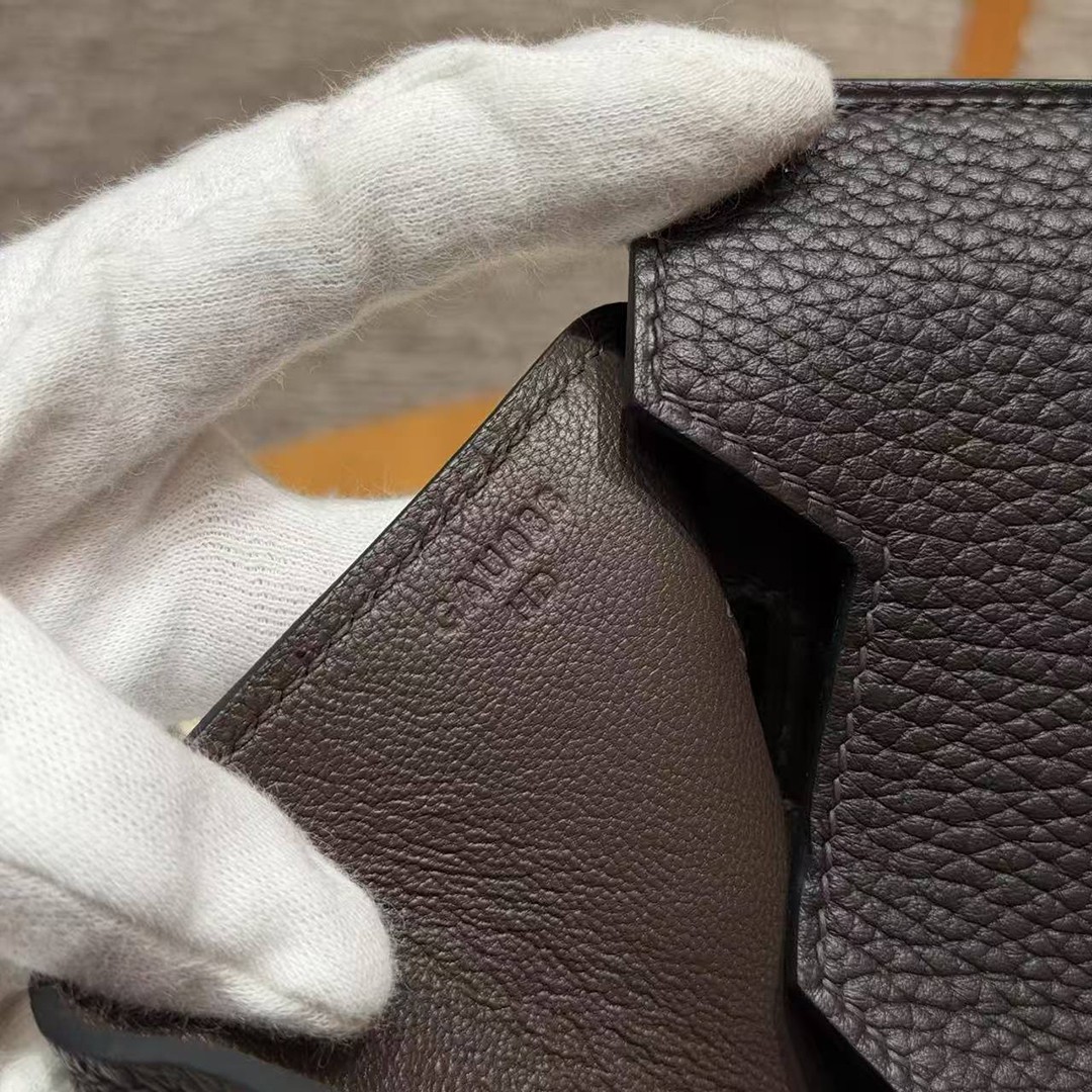Hermes JPG Shoulder Birkin 42 Bag Handmade In Clemence Calfskin Leather Silver Hardware 46 Ebene - Image 13