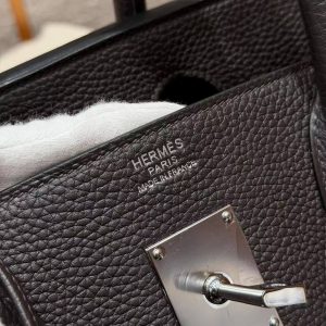 Hermes JPG Shoulder Birkin 42 Bag Handmade In Clemence Calfskin Leather Silver Hardware 46 Ebene - Image 12