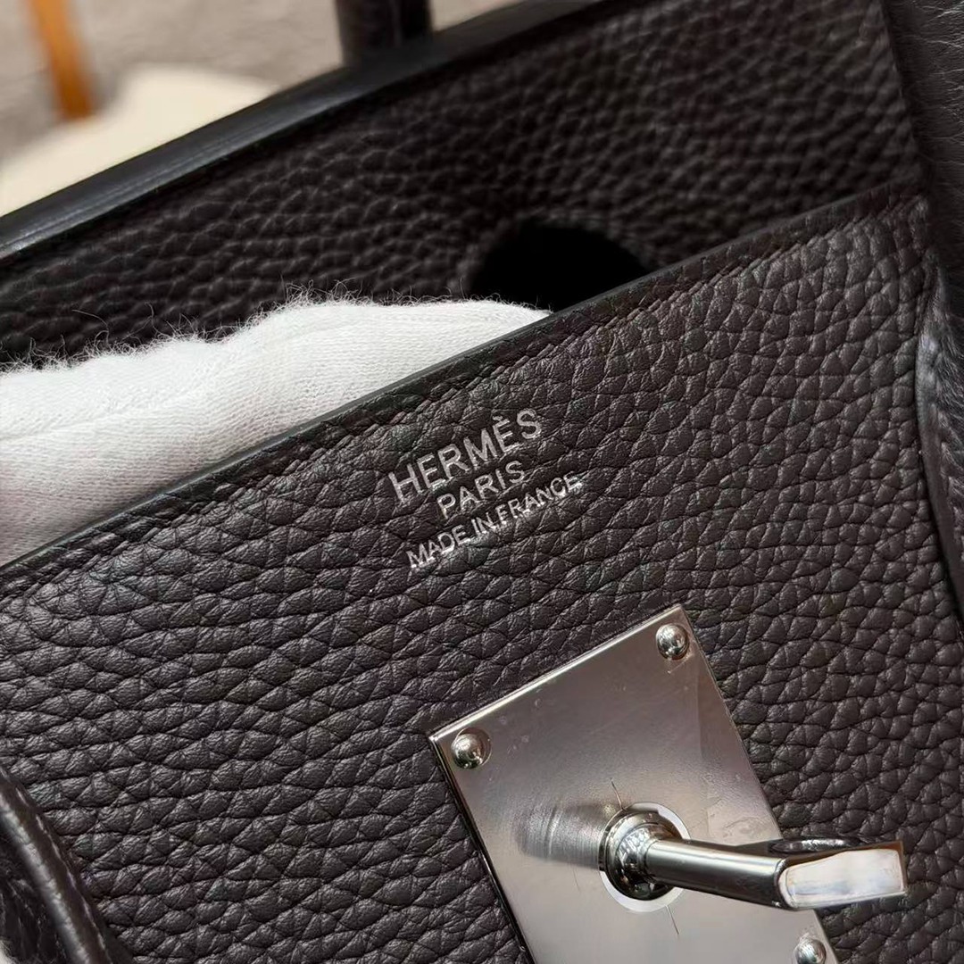 Hermes JPG Shoulder Birkin 42 Bag Handmade In Clemence Calfskin Leather Silver Hardware 46 Ebene - Image 12