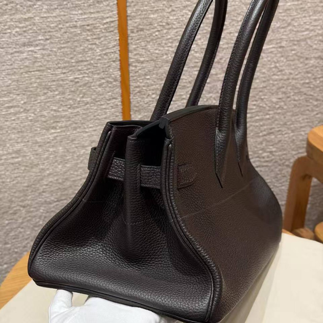 Hermes JPG Shoulder Birkin 42 Bag Handmade In Clemence Calfskin Leather Silver Hardware 46 Ebene - Image 9