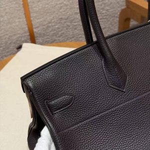Hermes JPG Shoulder Birkin 42 Bag Handmade In Clemence Calfskin Leather Silver Hardware 46 Ebene - Image 5
