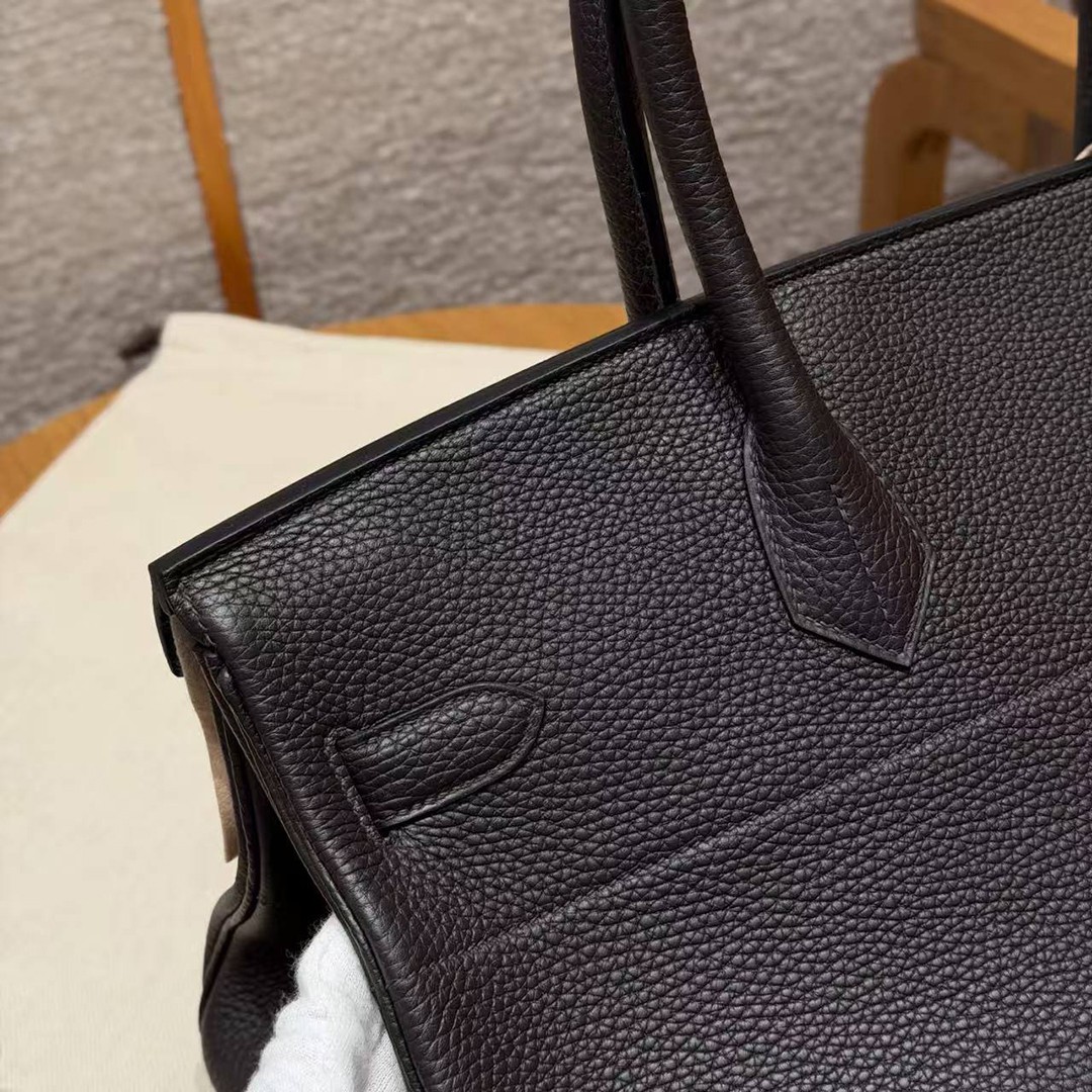 Hermes JPG Shoulder Birkin 42 Bag Handmade In Clemence Calfskin Leather Silver Hardware 46 Ebene - Image 5
