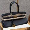 Hermes JPG Shoulder Birkin 42 Bag Handmade In Clemence Calfskin Leather Gold Hardware 89 Noir