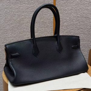 Alternative view of Hermes JPG Shoulder Birkin 42 Bag Handmade In Clemence Calfskin Leather Gold Hardware 89 Noir