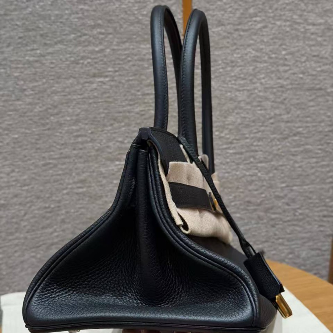 Hermes JPG Shoulder Birkin 42 Bag Handmade In Clemence Calfskin Leather Gold Hardware 89 Noir - Image 17