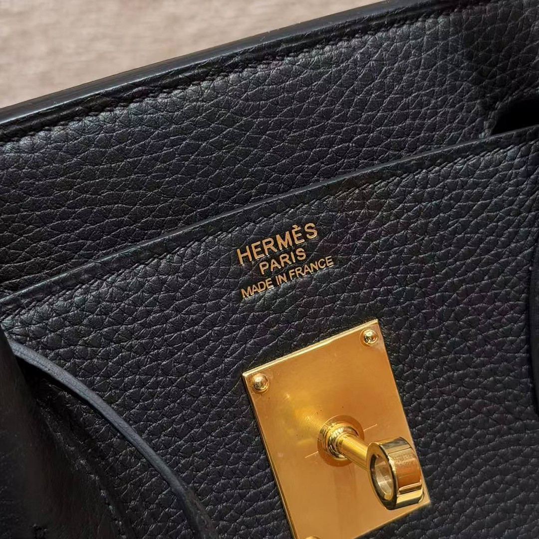 Hermes JPG Shoulder Birkin 42 Bag Handmade In Clemence Calfskin Leather Gold Hardware 89 Noir - Image 13