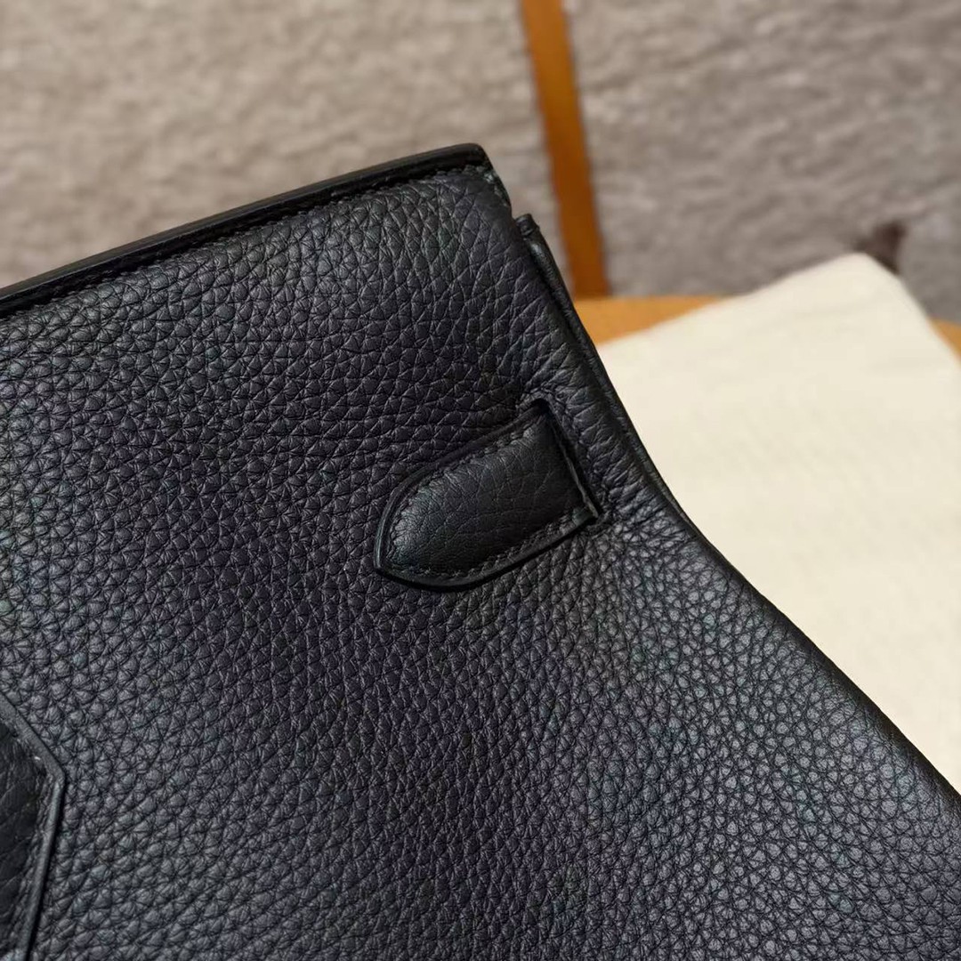 Hermes JPG Shoulder Birkin 42 Bag Handmade In Clemence Calfskin Leather Gold Hardware 89 Noir - Image 6
