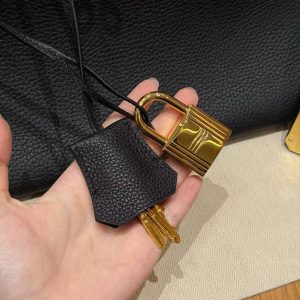 Hermes JPG Shoulder Birkin 42 Bag Handmade In Clemence Calfskin Leather Gold Hardware 89 Noir - Image 4