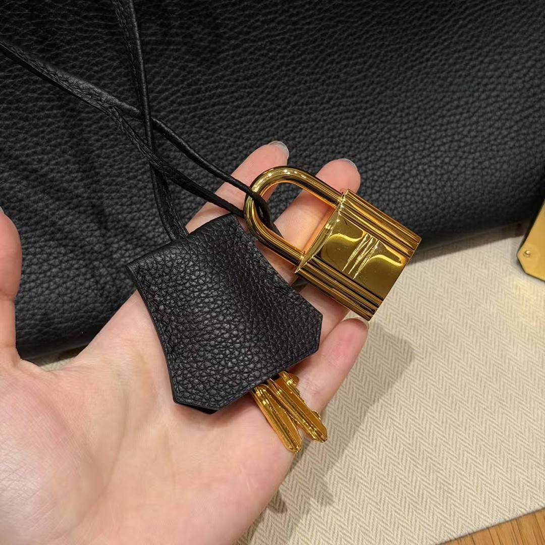 Hermes JPG Shoulder Birkin 42 Bag Handmade In Clemence Calfskin Leather Gold Hardware 89 Noir - Image 4