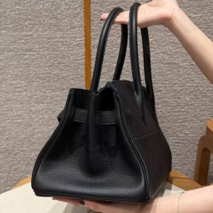 Hermes JPG Shoulder Birkin 42 Bag Handmade In Clemence Calfskin Leather Silver Hardware 89 Noir - Image 18