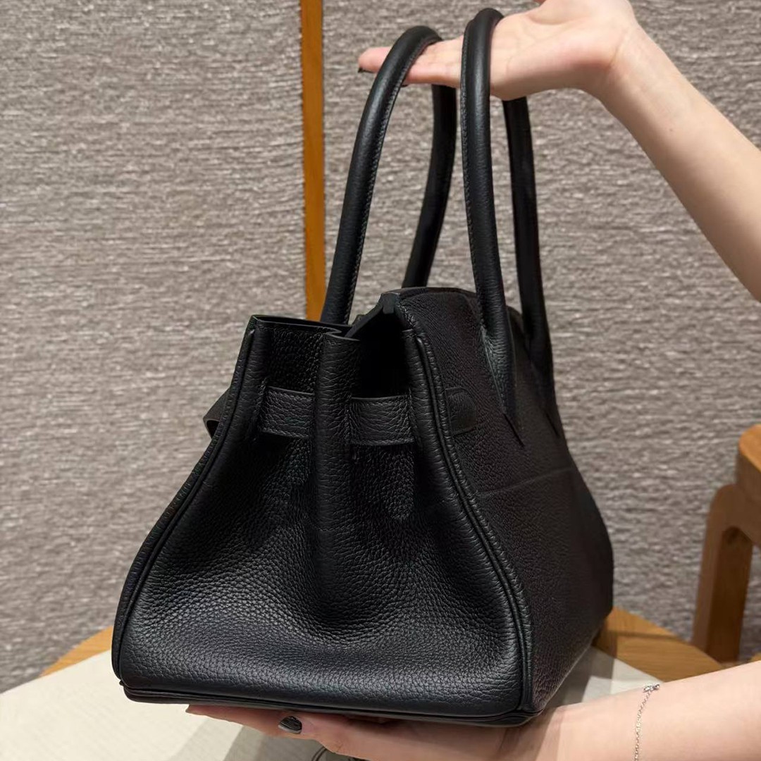 Hermes JPG Shoulder Birkin 42 Bag Handmade In Clemence Calfskin Leather Silver Hardware 89 Noir - Image 18