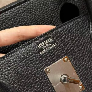 Hermes JPG Shoulder Birkin 42 Bag Handmade In Clemence Calfskin Leather Silver Hardware 89 Noir - Image 15