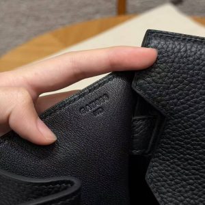 Hermes JPG Shoulder Birkin 42 Bag Handmade In Clemence Calfskin Leather Silver Hardware 89 Noir - Image 12