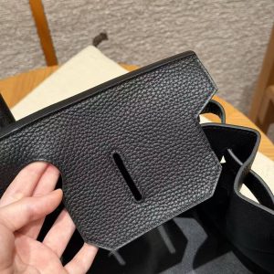 Hermes JPG Shoulder Birkin 42 Bag Handmade In Clemence Calfskin Leather Silver Hardware 89 Noir - Image 10