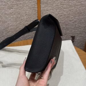 Hermes Videpoches Bag Handmade In Epsom Calfskin Leather Silver Hardware 89 Noir - Image 18