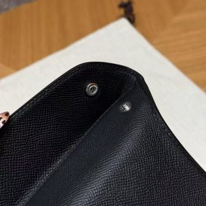 Hermes Videpoches Bag Handmade In Epsom Calfskin Leather Silver Hardware 89 Noir - Image 7