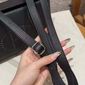 Hermes Videpoches Bag Handmade In Epsom Calfskin Leather Silver Hardware 89 Noir - Image 3